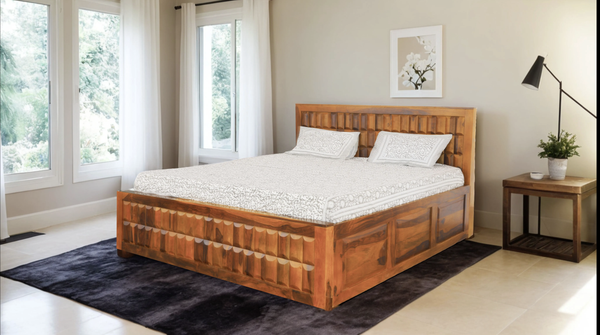 SWD Wooden Jar King Size Bed With Box Storage