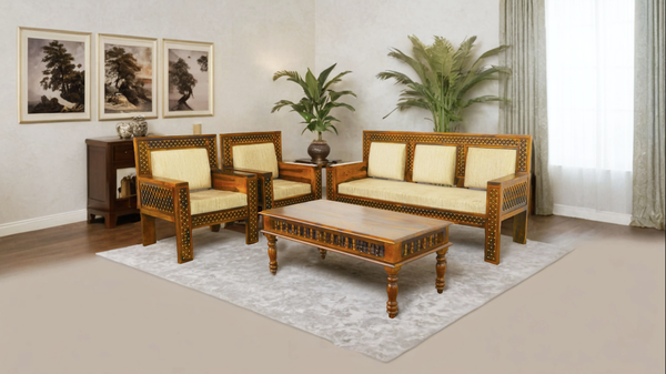 SWD Royal Brass 5 Seater Sofa Set