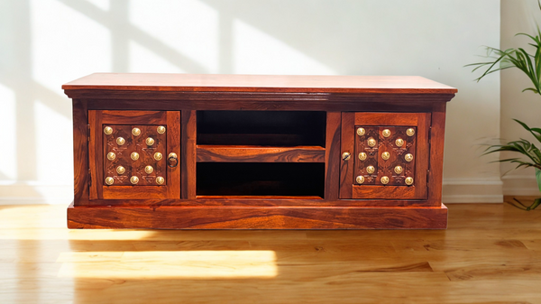Rustic TV Cabinet in Honey Finish