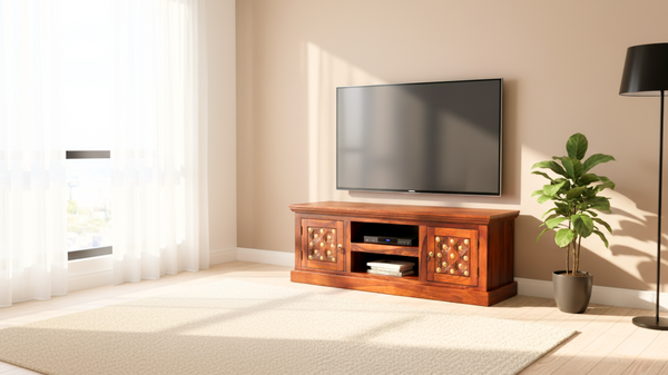 Rustic TV Cabinet in Honey Finish