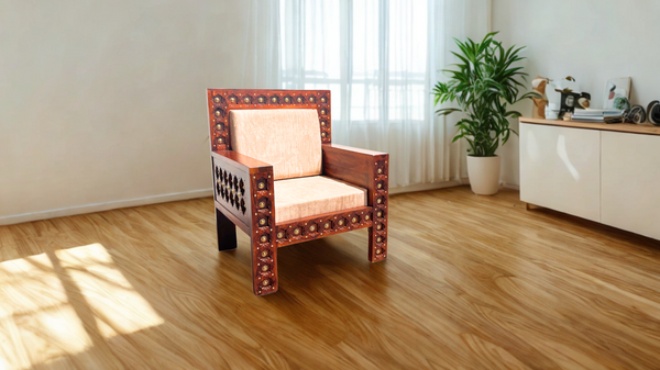 Rustic 1 Seater Sofa in Honey Finish