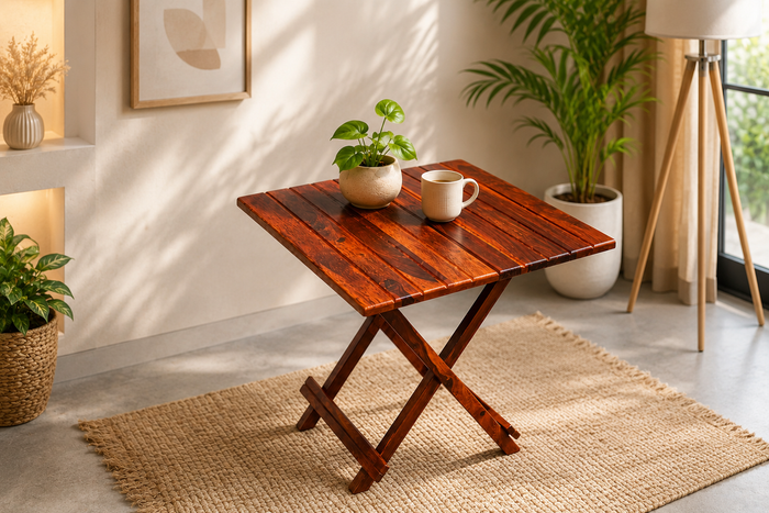 Square Sheesham Wood Folding table in Honey Finish