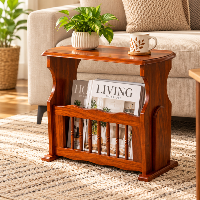 Grill Sheesham Wood Book rack in Honey Finish
