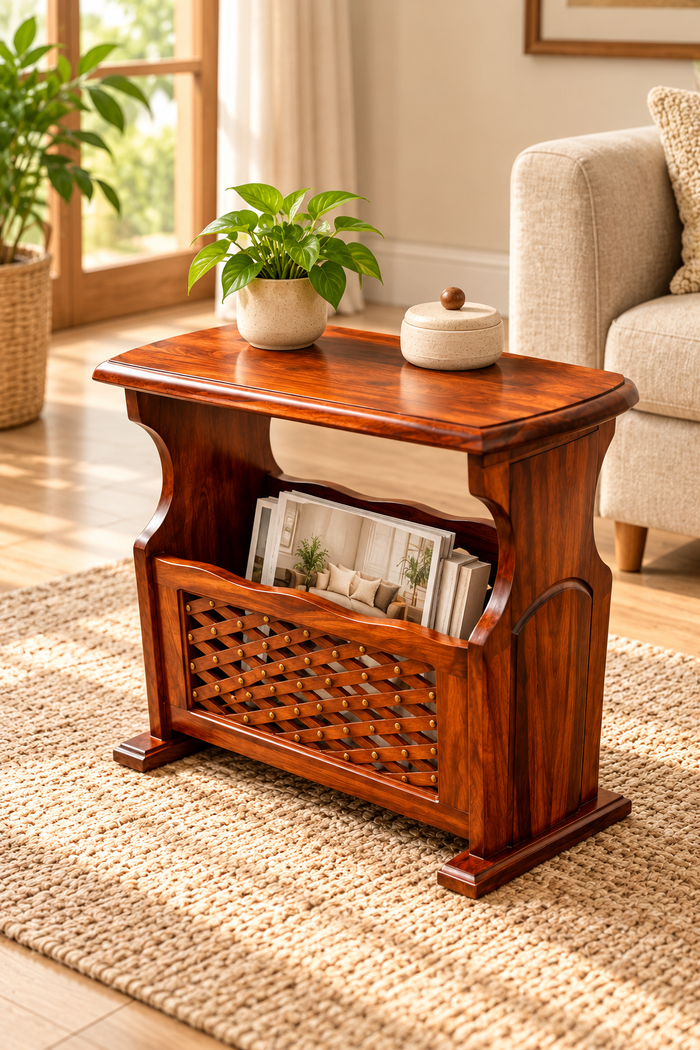Jiksa Sheesham Wood Book Rack in Honey Finish