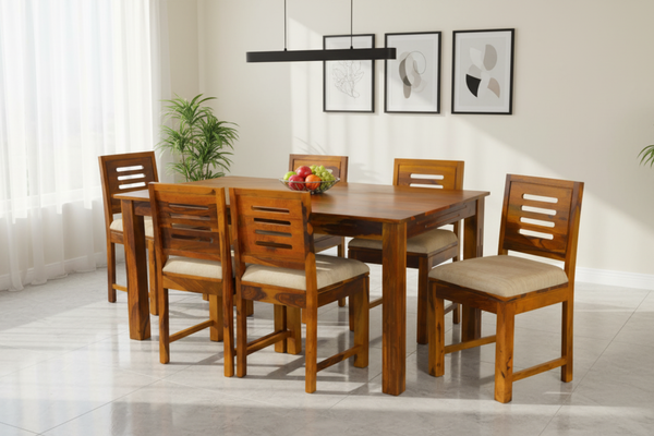 Groove 6 Seater Dining Set in Honey Finish