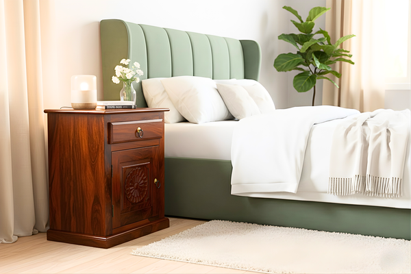 Carvin Bed Side Table in Honey Finish