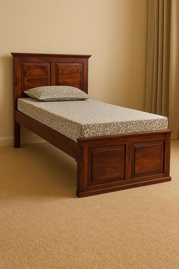Wooden Shape Bed without Storage in Honey Finish