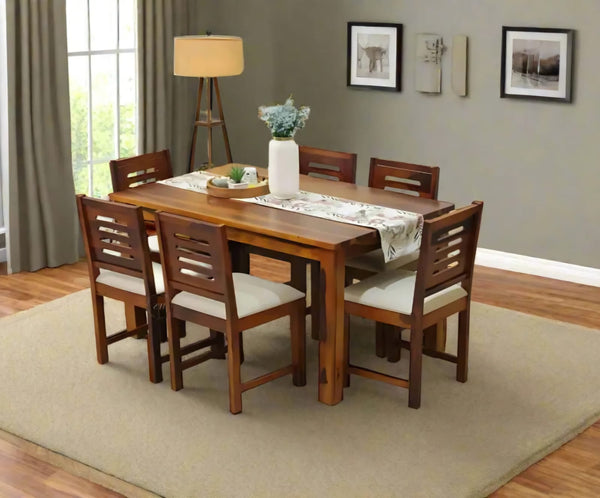 Marine 6 Seater Dining Set in Honey Finish