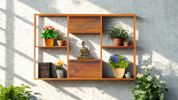 Camera Wall Shelf in Honey Finish