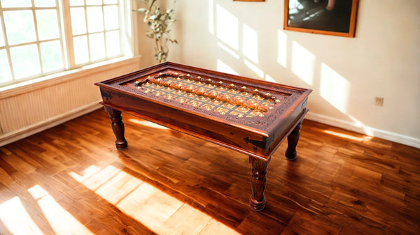 Brass Plate Coffee Table in Honey Finish