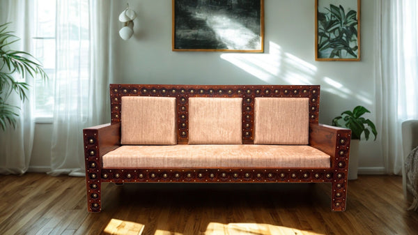 Rustic 3 Seater Sofa in Honey Finish