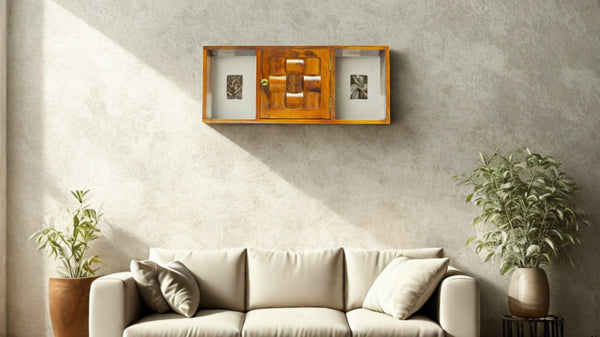 Woven Wall Shelf in Honey Finish