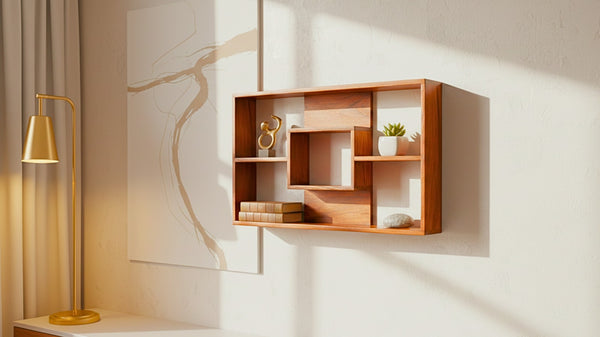 Camera Wall Shelf in Honey Finish