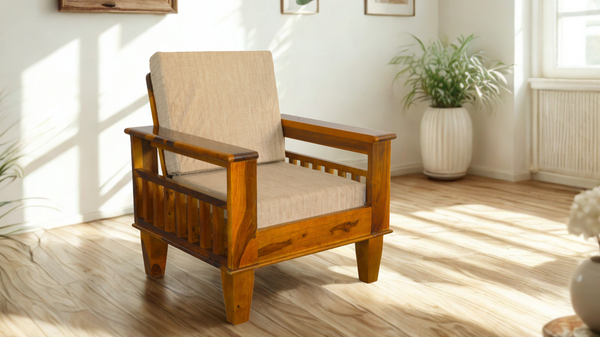 Silica 1 Seater Sofa in Honey Finish