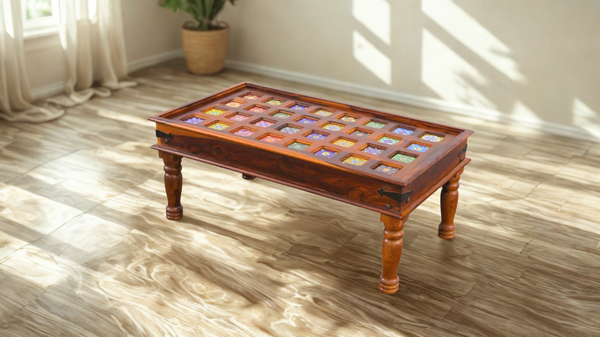 Tile coffee table in Honey Finish