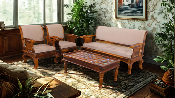 Majestic 5 seater sofa set in Honey Finish