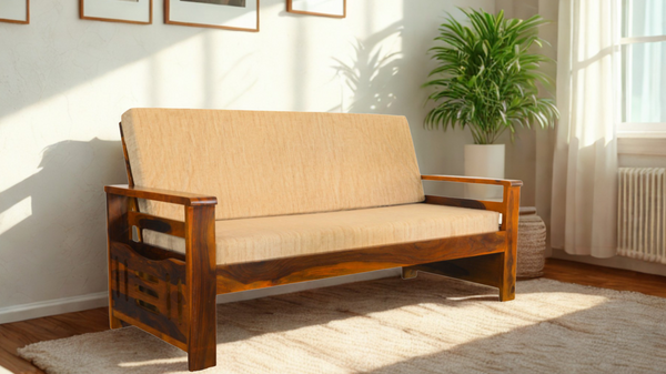 Magazine 3 Seater Sofa in Honey Finish