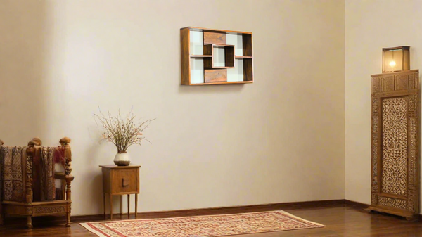 Camera Wall Shelf in Honey Finish