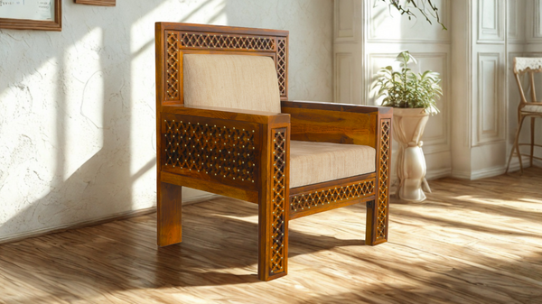 Jiksa 1 Seater Sofa in Honey Finish