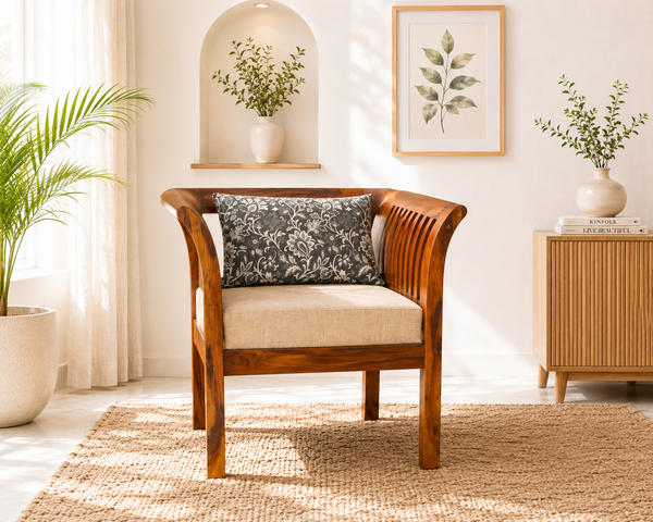 Thunder 1 seater Sofa in Honey Finish