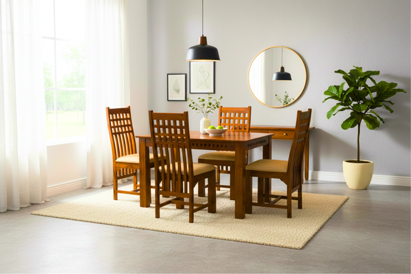 Adal 4 Seater Dining Set in Honey Finish